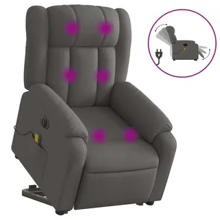 vidaXL Elektrischer Massagesessel mit Aufstehhilfe Dunkelgrau Stoff - Grau