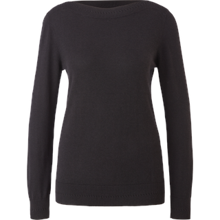 S.Oliver Damen Pullover, Sweater, U-Boot-Ausschnitt, Einfarbig, Black, Größe 42