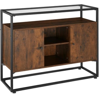 Tectake tectake® Sideboard Oldham 100x38x80,5cm - Industrial Holz dunkel, rustikal