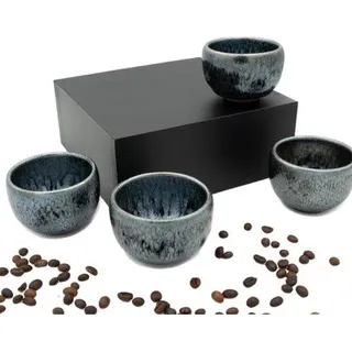 Kaffeebecher-Set, 4-teilig, 120 ml, hochwertige Steingutbecher ohne Griff, Geschenk in modernem Design, Cappuccino, Mokka, Tee, Mokken