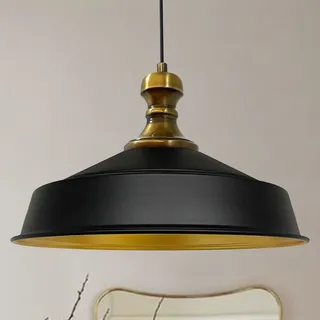 Asletl-Knob Hängelampe Industrie Pendelleuchte, 41 cm Lampenschirme, Moderne Metall Kücheninsel Leuchten, E27 Pendelleuchte für Wohnzimmer Esszimmer - Schwarz