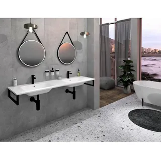 ARECA Gussmarmor-Doppelwaschtisch 161x51,5cm, weiß - Weiß
