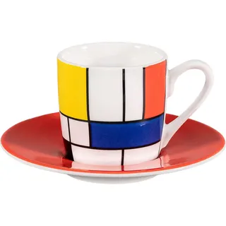tea4chill Könitz Espresso Tasse Mondrian Large Fragments. Kaffeetasse 65ml aus Porzellan. Espressotasse modern, bunt - Bunt