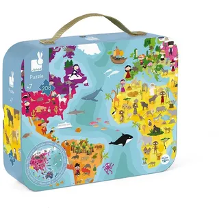 Janod Illustrierter Zweiseitiger Blauer Planet 208 Stücke - Multicolor - 208