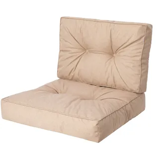 Bjird Sesselkissen, Kissen für Rattanmöbel, Sitzkissen & Rückenkissen, Sitzkissen für Sessel / Stühle - Indoor & Outdoor - Anti-Rutsch - 50x50, 50x39 cm, Beige - Beige