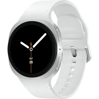 Samsung Galaxy Watch 8 BT 40 mm Aluminiumgehäuse silber Kautschukarmband weiß S/M