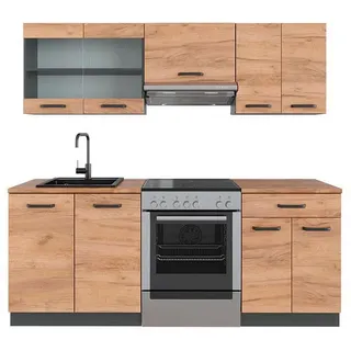 Vicco Küchenzeile R-Line 200 cm Eiche/Anthrazit