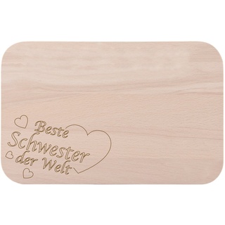 Frühstücksbrettchen/Frühstücksbrett mit Gravur "Beste Schwester der Welt" als Geschenk - aus Holz - Geschenkidee ideal zum Geburtstag oder zu Weihnachten