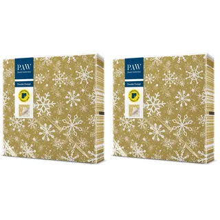 PAW - Servietten 3-lagig (33 x 33 cm) I 20 Stück I Papierservietten Bunt Perfekt für den Weihnachtstisch I Tischdeko Beidseitig Bedruckt - Weihnachten, Winter I Christmas Snowflakes Gold