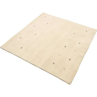 carpetfine Wollteppich »Gabbeh-Uni« quadratisch 15 mm Höhe reine Wolle, handgewebt, Gabbeh Loom Tiermotiv, Sonderform Quadrat, weiß