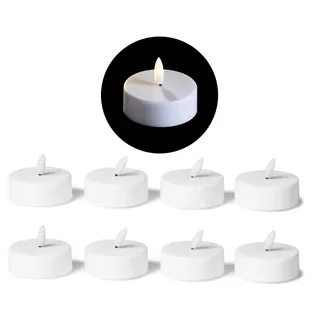 Novaliv 8X LED Teelicht Mit Timer - Warmweiß, Flackernd 3D, 6cm Durchmesser - Batterie CR2032 - Große Kerzen für Kerzenpick Auf Adventskranz