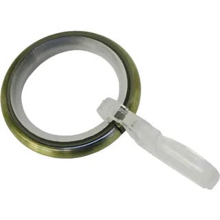 GARDINIA »Memphis« mit Gleiteinlage und Faltenlegehaken, Metall für Ø 16 mm Messing-antik, 10er Pack,