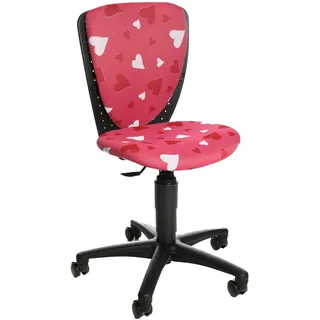 Topstar S'cool 3, Kinderdrehstuhl, Schreibtischstuhl für Kinder, Bezugsstoff pink, Motiv Herzchen, 39D x 43W x 94H cm