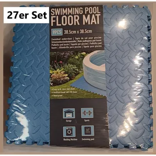 NEU Set Poolunterlage Poolmatte Schutzmatte Spielmatte für Garten Fitness Arbeit - blau - 38,5cm X 1cm X 38,5cm