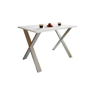 VCM my home Esstisch Xona weiß quadratisch, U-Fuß silber, 80,0 x 80,0 x 76,0 cm