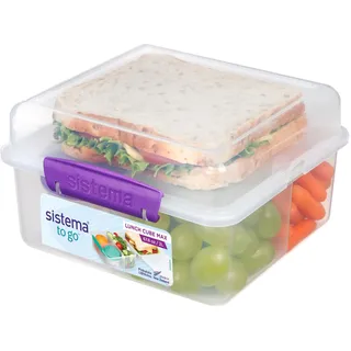 Sistema TO GO Brotdose mit Fächern Cube Max | große 2L Bento-Lunchbox mit auslaufsicherem Joghurtbehälter | für Kinder & Erwachsene | BPA-frei | gemischte Farben (nicht auswählbar)