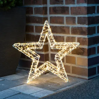 Metall Weihnachtsstern 52 cm beleuchtet - 800 LED - Garten Deko Leucht Stern in weiß für Außen - Weiß