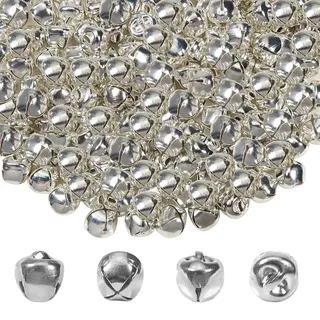 TOAOB 200 Stück kleine Glöckchen, Ornamente, silberfarben, Glöckchen, aus Metall, Jingle Bells, 10 mm, für Schmuckherstellung, Dekoration für Weihnachten, Party, Innenbereich, Bells