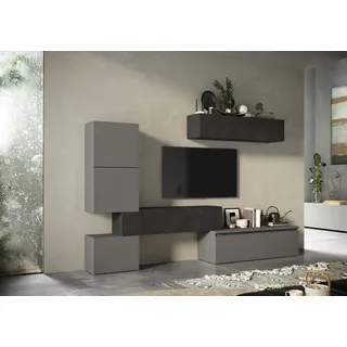 Home Affaire "Infinity, 6tlg. Breite 290 cm, Höhe variabel, Schrankwand, (Lowboard," 6 Stk. tlg., steingrau (ardesia), bleigrau (piombo)),
