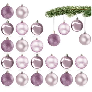 com-four® 24x Christbaumkugel - Weihnachtsbaumkugeln aus Kunststoff für Weihnachten - Baumschmuck für den Christbaum - Christbaumschmuck - Kunststoffkugeln
