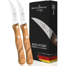 Schwertkrone Messer Solingen Germany Obstmesser/Gemüsemesser scharf/Schälmesser Holz Olivenholz 15,5 cm gebogen rostfrei Vogelschnabel (2)