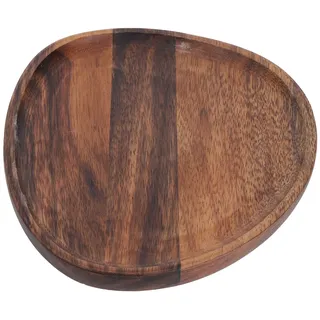 Holzteller 26 x 21cm Dekorative Speiseteller aus Akazienholz Klassische Unregelmäßige Handgearbeitet Dekotablett Holztablett Tischdekoration Serviertabletts Platten für Obst, Dessert, Sushi, Essen