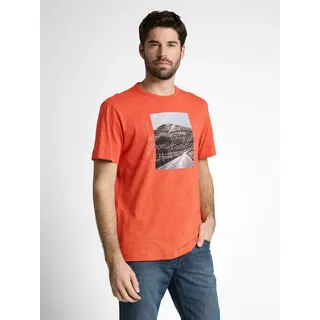 T-Shirt TOM TAILOR, Herren, Gr. XL, chili orange, Single Jersey, Obermaterial: 100% Baumwolle, bedruckt, regular fit normal, Rundhals, Shirts T-Shirt, mit Foto Print