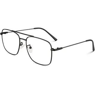 GQUEEN Pilot Stil Fake Brille Ohne Stärke Damen Herren Retro Metallrahmen UV400