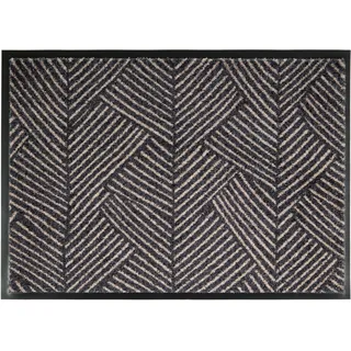 Schöner Wohnen Kollektion Fußmatte innen - Schmutzfangmatte 50 x 70 cm Striche anthrazit - rutschfeste Sauberlaufmatte robust - Fussmatte Haustür - Türmatte waschbar bei 30°C