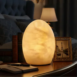 Marmor Jade Touch Tischlampe Schreibtisch- und Nachttischlampen für Wohnzimmer und Nachttische 3-stufige Helligkeit, LED-Nachtlicht für Büro, Terrasse, Camping, Restaurant und Zuhause (Pfirsich Jade)