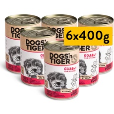 Dogs'n Tiger – “Guadn!” Premium Nassfutter für Hunde – tiergerechte Rezeptur mit 67% Fleischanteil + Leinsamenöl + Kräuter – ohne Zucker, Getreide & künstliche Aromen (Rind mit Kürbis | 6 x 400 g)
