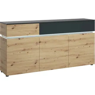 Sideboard HOME AFFAIRE "Luci", eichefarben artisan, kosmos anthrazit, B:180,5cm H:90cm T:40cm, Holzwerkstoff, Sideboards, Sideboard, Breite 180, 5 cm