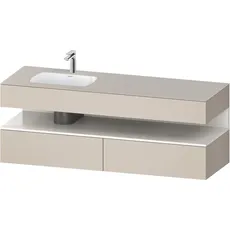 Duravit Qatego Einbauwaschtisch mit Konsolenwaschtischunterbau, 1600x550x600mm, Nische Weiß Hochglanz, Becken links, QA4795022, Farbe: Taupe Matt