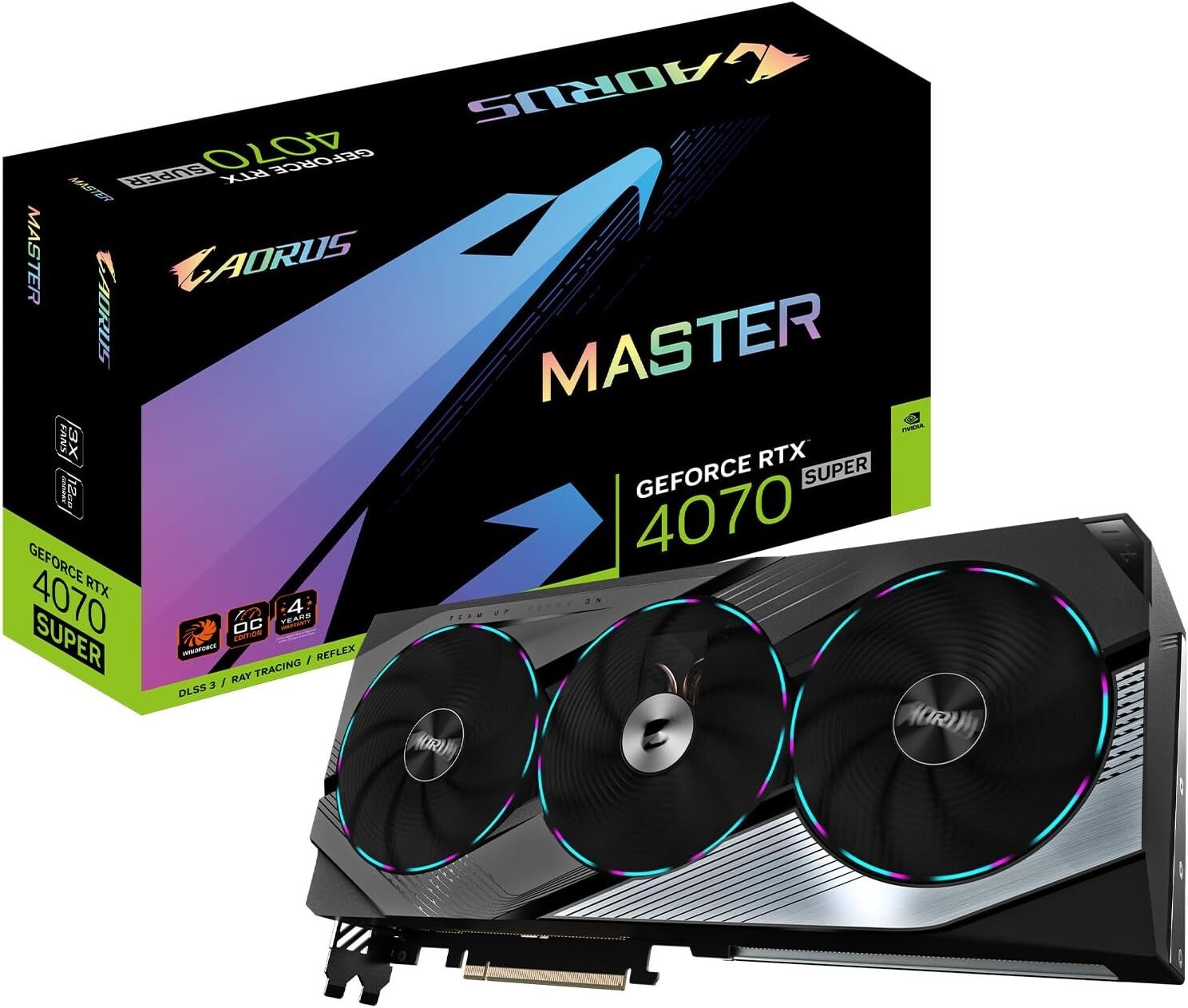 Bild von AORUS GeForce RTX 4070 SUPER Master 12G, 12GB GDDR6X, HDMI, 3x DP (GV-N407SAORUS M-12GD)