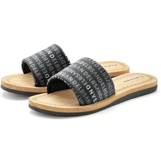 Badepantolette ELBSAND "Pantolette, Badelatsche, Badeschuhe, Badeschlappe", Damen, Gr. 42, schwarz (anthrazit), Obermaterial: 100% Textilmaterial. Decksohle: 100% Synthetik. Futter: 100% Textilmaterial. Laufsohle: 100% Synthetik, bedruckt, mehrfarbig, unifarben, Schuhe Badepantolette, Sandale, Sommerschuh mit ultraleichter Sohle VEGAN