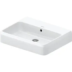 Duravit Qatego Aufsatzwaschtisch, 600x470mm, mit Überlauf, Unterseite geschliffen und glasiert, 238260, Farbe: ohne Hahnloch, mit HygieneGlaze