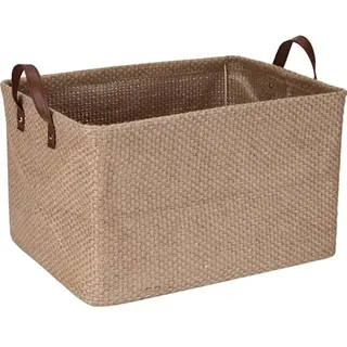 Sea Team Robuster Jute Aufbewahrungskorb mit Stützrahmen (42x30x25 cm) - Stabiler Organizer für Regale & Schränke, Wohnaccessoire