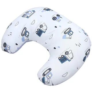 TupTam Baby Stillkissen Klein mit Baumwoll-Bezug, Farbe: Baufahrzeuge/Bagger/Blau/Grau