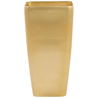 Beliani Blumentopf gold rechteckig 40/40/76 cm Modi , Goldfarben , Stein , 76 cm , Dekoration, Blumen & Blumentöpfe, Übertöpfe