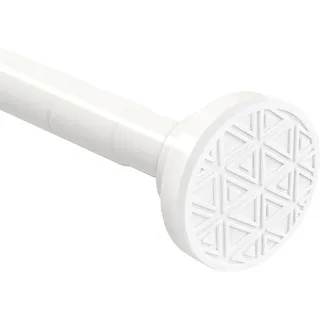 Foeska Teleskopstange Siler Duschvorhangstange ohne Bohren aus Edelstahl ausziehbare Kleiderstange durch Drehen verstellbar, sicherer Halt für Dusche und Badewanne (Weiß, 50-130cm)