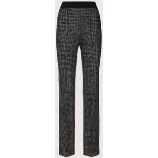 Stoffhose MADELEINE "Schlaghose Baumwollhose mit elastischem Bund", Damen, Gr. 42, N + K Gr, schwarz (schwarz, wollweiß), Obermaterial: 43% Baumwolle CO. 32% Polyester PES. 23% Polyamid PA. 2% Elasthan EL., Modern, normal, Hosen Stoffhose
