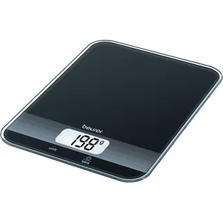 BEURER Küchenwaage »KS 19 flaches Design mit 16 mm, leicht zu reinigende Glasoberfläche« Koch- und Backwaage mit 5 kg Tragkraft, mit Tara-Zuwiegefunktion, schwarz