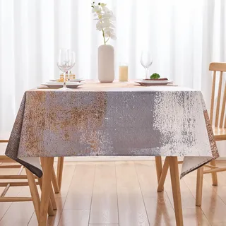Arwllzz Tischdecke Modern Abwaschbare Braun 140x100 cm Kurz Tischdecken Leinen Mittelläufer Kunst Gemälde Tisch Deko Landhausstil Mitteldecke Tischdekoration für Hochzeiten Feiertage