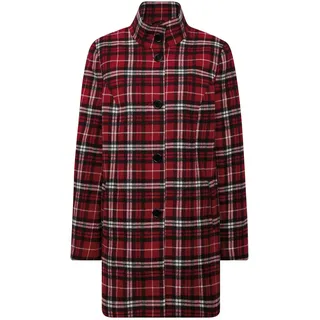 Langmantel GOLDNER "Kurzgröße Hochwertiger Mantel in moderner Karo-Optik", Damen, Gr. 24, schwarz (rot, schwarz, weiß), Obermaterial: 100% Polyester PES., gerade, keine/nicht relevant, Mäntel Langmantel, Trendstarkes Karomuster