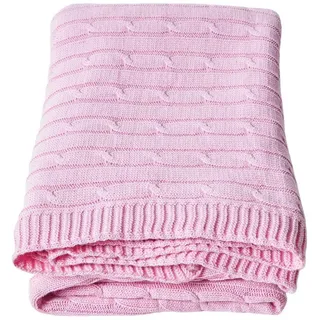 Homescapes Strickdecke 150/200 cm, Baumwolle mit Rautenmuster , Rosa , Textil , Uni , Rechteckig , 150x200 cm , Oeko-Tex® , Heimtextilien, Wohntextilien, Decken