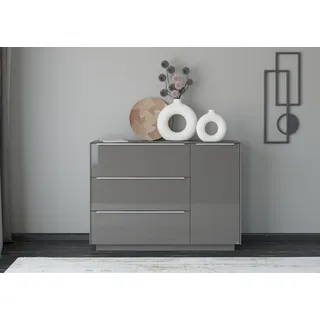 Set One by Musterring Sideboard "Reno", 1 Stk. tlg. Mit Sockel in diversen Farben, 102 cm Höhe & Farbauswahl, anthrazit matt lack, glas anthrazit glanz),