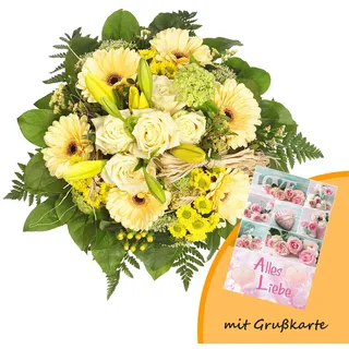 Dominik Blumen und Pflanzen, Blumenstrauß "Jana" und Grußkarte "Alles Liebe"