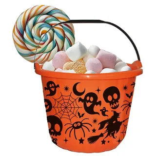 Fiestas Guirca | Halloween Eimer (18x16 cm) - Kübel für Süßigkeiten und Halloween-Dekoration - Ideal für Kinder und Erwachsene - Orange