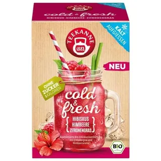 TEEKANNE cold & fresh Hibiskus‐Himbeere‐Zitronengras 41,25g – fruchtig‐erfrischender Kaltaufguss, inspiriert von Homemade Lemonade, Bio‐Qualität, vegan, kalorienfrei, aromatisch & perfekt im Sommer