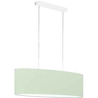 EGLO Hängelampe Pasteri-P, Pendelleuchte Esstisch, Stahl in Weiss, Textil in Pastell hellgrün E27 Fassung